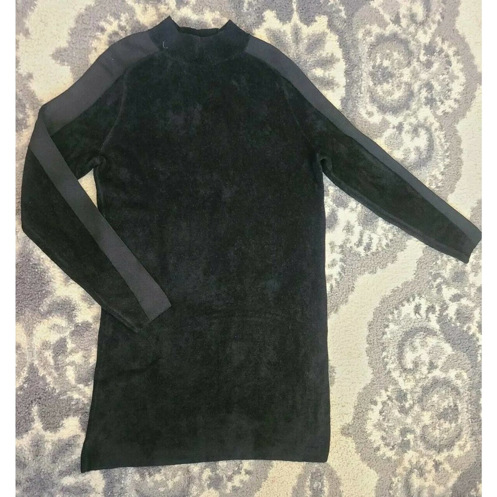 Cos Black Mock Neck Mini Sweater Dress womens sz M